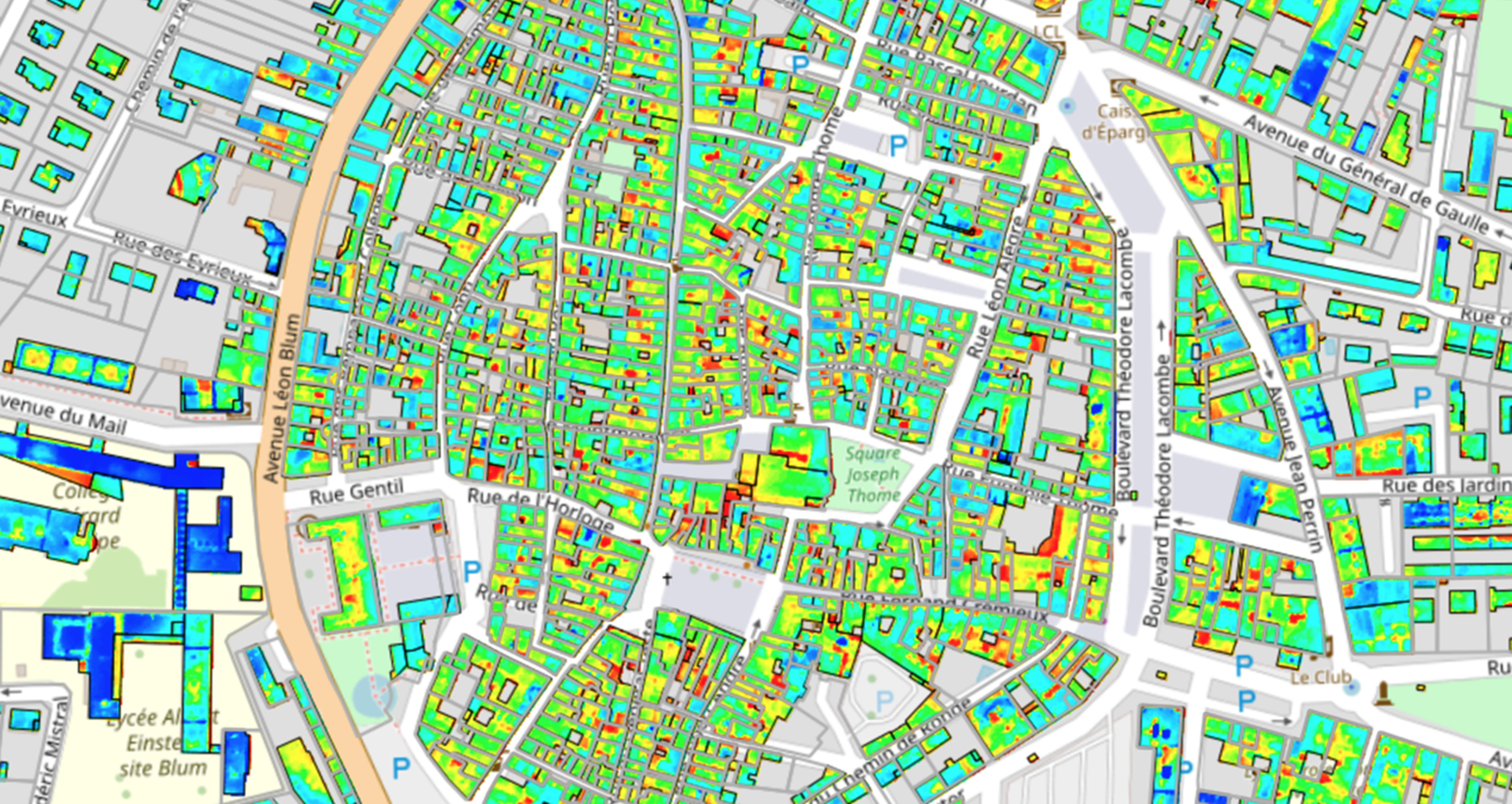 Carte thermique détaillée du Gard rhodanien montrant les zones de déperdition énergétique des logements.